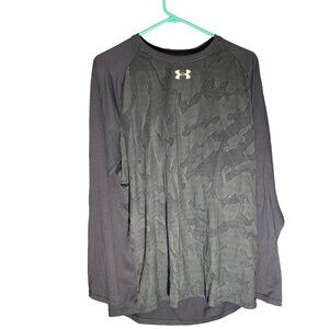 Under Armour Heat Gear Loose Active Top Men's L Gray Stretch Long Sleeve Shirt